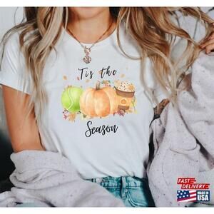 Tis The Season Shirt Fall Tennis Pumpkin Patch Autumn Tshirt Unisex